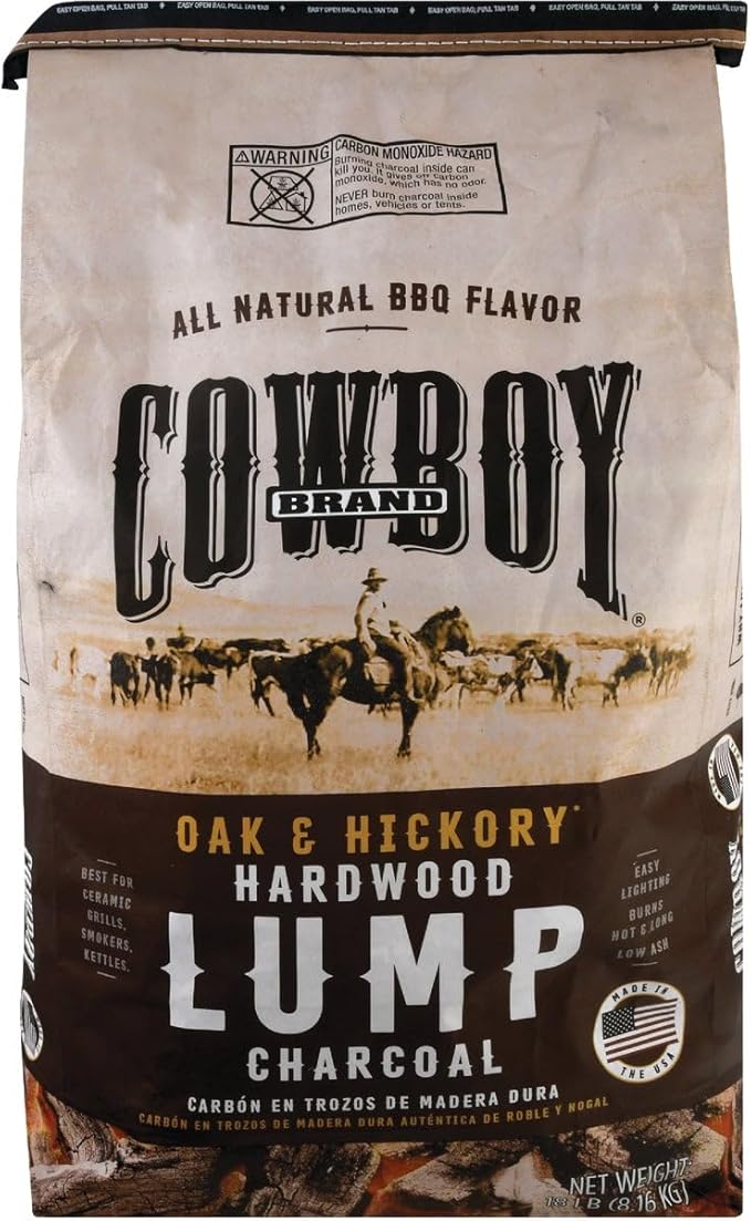 Cowboy 13518 Southern Style Hardwood Lump Charcoal, 18 lb