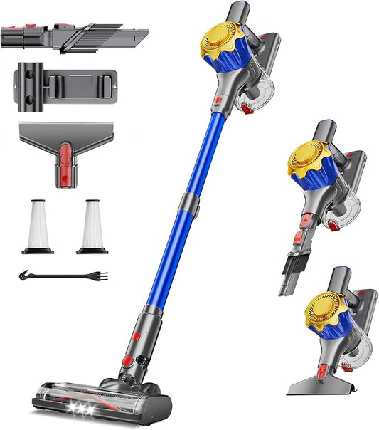 Cordless Vacuum Cleaner, 450W 48Kpa Powerful Stick Vacuum, Up to 65Mins Rechargeable Battery, Vacuum Cleaners for Home Anti-Tangled Lightweight Handheld for Hardwood Floor, Carpets, Pet Hair