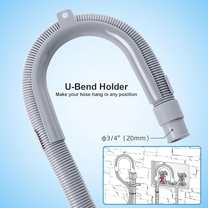 10ft Washing Machine Drain Hose, Universal Drain Hose Extension Kit for Washer, Dishwasher, Flexible Discharge Hose for LG/GE/Samsung, Fit up to 1-1/2 Inch Drain Outlets (10)