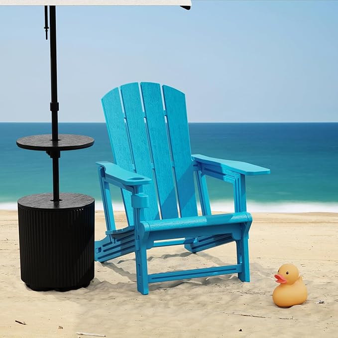 Adirondack Chair Set of 6, All Weather Plastic Adirondack Chairs, Fire Pit Chairs with Cup Holder, Outdoor Lawn Chair for Patio, Garden, Backyard, Sky Blue