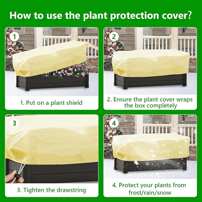 Plant Covers Freeze Protection 2 Pack Rectangular Frost Blankets for Outdoor Plants (22"x60"x20") – Winter Plant Covers, 2.4oz/yd² Frost Cloth Plant Protection for Raised Beds & Shrubs (Beige)