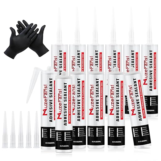 RV Roof Sealant 12Pack, Self-Leveling Lap Sealant for RV Roofs,White RV Caulking Sealant Lap Sealant for Camper Trailer Roof Window, Waterproof RV Silicone Sealant Roofing Repair Kit
