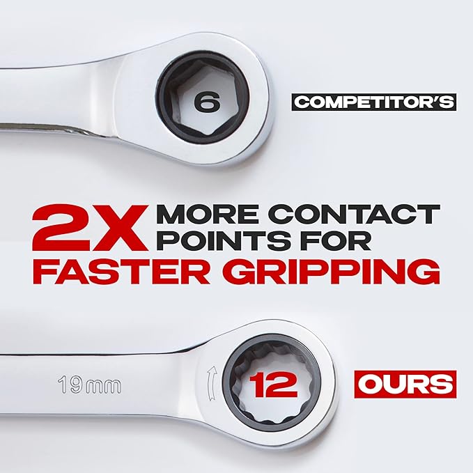 Jaeger 19 mm TIGHTSPOT Ratchet Wrench with Precision Movement and Hardened, Polished Steel for Projects with Metric Tight Spaces