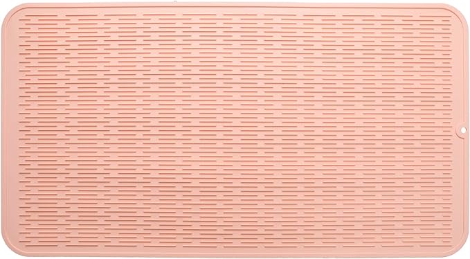 Silicone Dish Drying Mat for Multiple Usage,Easy clean,Eco-friendly,Heat-resistant Silicone Mat for Kitchen Counter or Sink,Refrigerator or Drawer Liner Pink 4XL 32 inches x 18 inches
