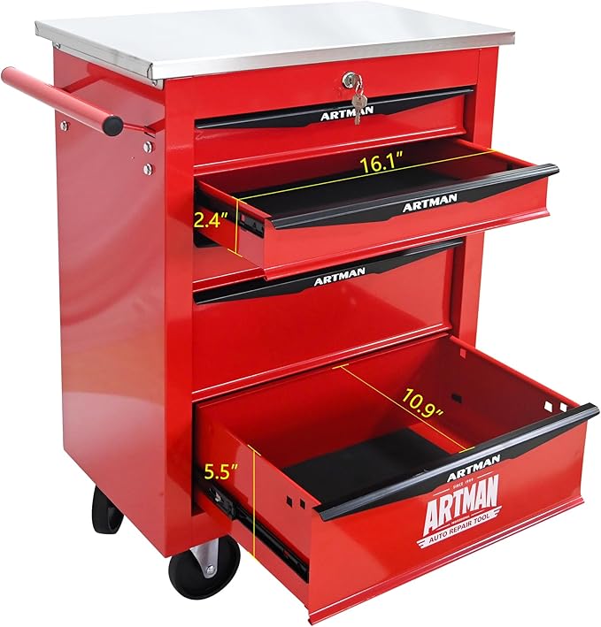 5 Drawers Rolling Tool Box on Wheels, Multifunctional Tool Cart, Drawers Rolling Trolley Organizer Tool Storage Chest for Garage,Workshop,DIY Multiple Interconnectable(4 Drawers-30.5" H)