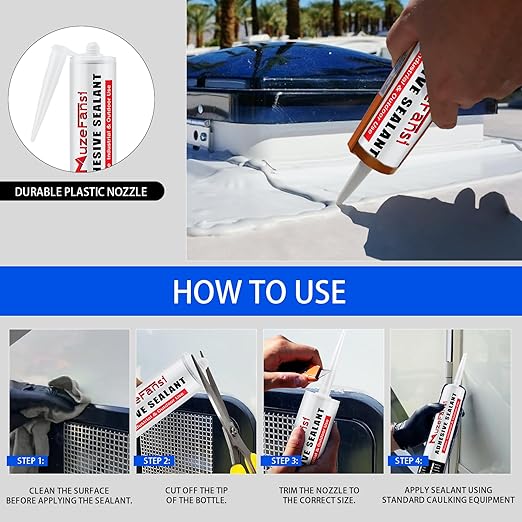 RV Roof Sealant 12Pack, Self-Leveling Lap Sealant for RV Roofs,White RV Caulking Sealant Lap Sealant for Camper Trailer Roof Window, Waterproof RV Silicone Sealant Roofing Repair Kit