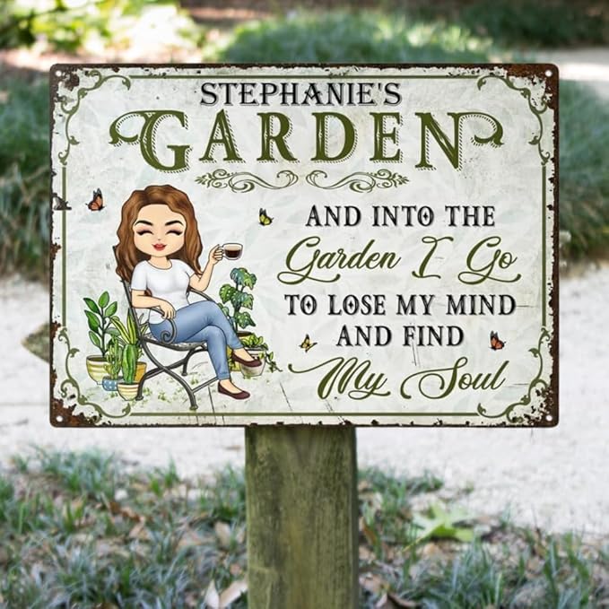 And Into The Garden I Go Gardening, Decor Sign, Personalized Custom Classic Metal Signs Garden Yard Wall Decorative Metal Sign (1)
