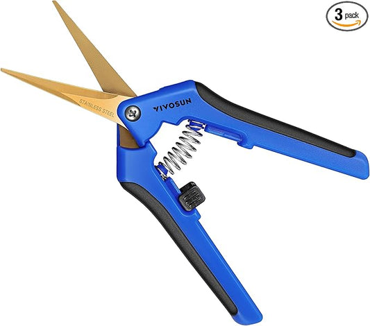 VIVOSUN 3-Pack 6.5 Inch Gardening Scissors Hand Pruner Pruning Shear with Titanium Coated Curved Precision Blades
