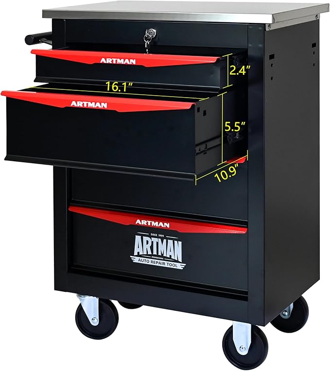 4 Drawers Tool Cart on Wheels,Multifunctional Rolling Tool Storage Chest,Drawer Rolling Trolley Organizer Tool Box for Garage,Workshop,DIY Multiple Interconnectable(4 Drawers-30.5" H)