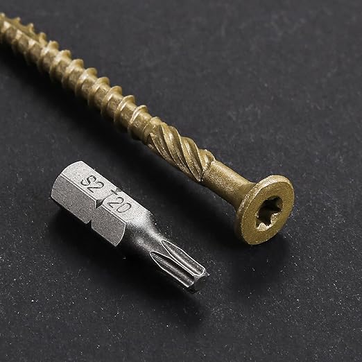 #8 * 1-1/4" Deck Screws, (233pcs) 1 lbs.Exterior Wood Screws, Rust Resistant Epoxy Coated, Bronze, T20 Star Bit