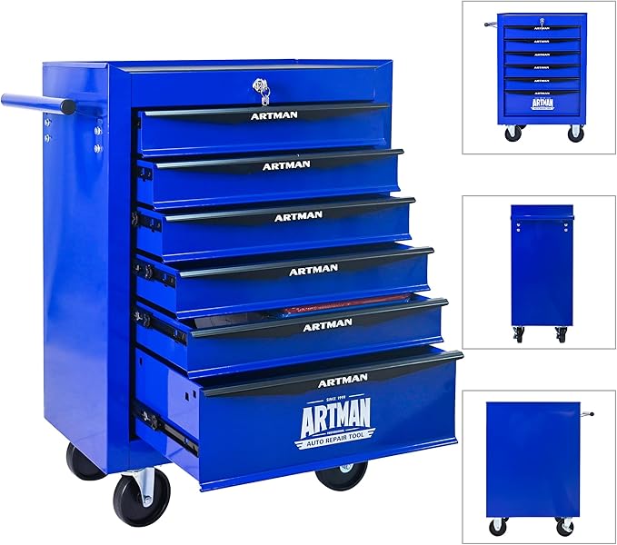 6 Drawers Tool Cart on Wheels, Multifunctional Rolling Tool Box, Drawers Rolling Trolley Organizer Tool Storage Chest for Warehouse,Garage,Workshop,Repair Shop (6 Drawers-30.5" H)