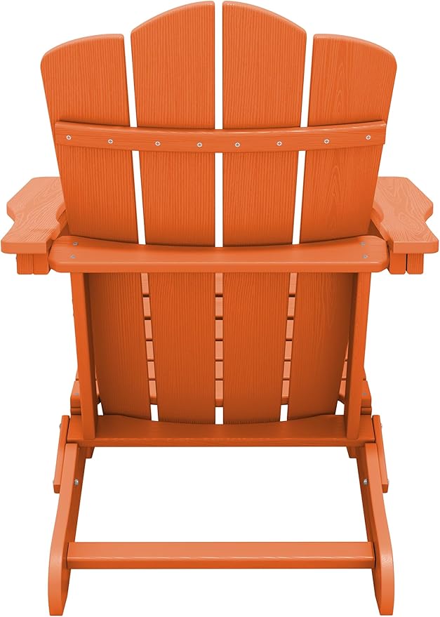 KINGYES Folding Adirondack Chair Set of 4, HDPE All-Weather Folding Adirondack Chair, Orange