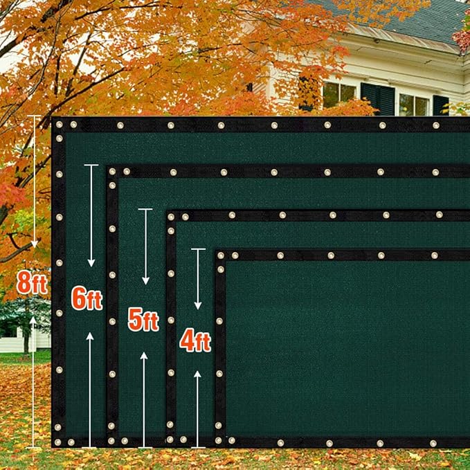 iCover 6x25ft Privacy Screen Fence, Outdoor Fencing Panels, Garden Windscreen Mesh Shade Sail Net Barrier, Include Reinforced Bindings and Brass Grommets Cable Zip Ties, Green