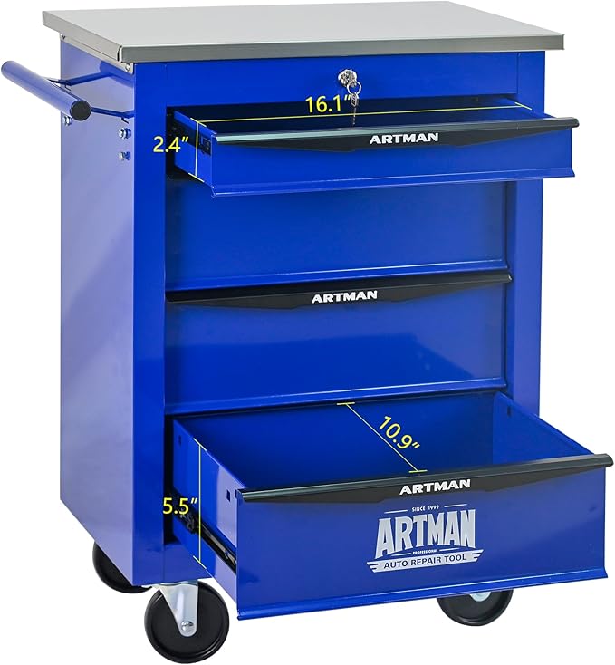 4 Drawers Tool Cart on Wheels, Multifunctional Rolling Tool Box, Drawers Rolling Trolley Organizer Tool Storage Chest for Garage,Workshop,DIY Multiple Interconnectable(4 Drawers-30.5" H)