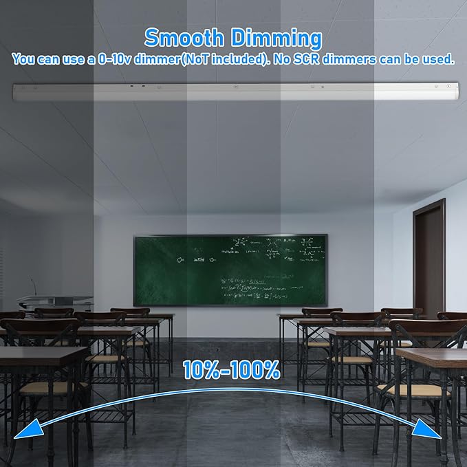 4FT LED Linear Strip Light, Super Bright LED Shop Lights 30W 40W 50W 60W 70W Selectable/100V-277V 6CCT 3000K-6500K, Flush Mount 0-10V Dimmable Commercial Garage Indoor Ceiling Light, ETL DLC(4 Pack)
