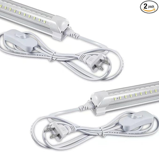 2FT LED Shop Light, 25W 3500LM 6000K/White Super Bright, T8 Integrated LED Tube Light Fixture,Plug and Play, Linkable LED Shop Lights for Room, Garage, Workbench, Under Cabinet (2 Pack)