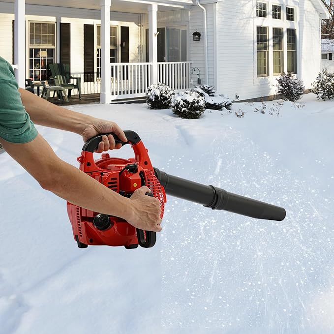 25.4cc Gas Leaf Blower Vacuum Mulcher, 2-in-1 Handheld Garden Leaf Blower, 2-Stroke 275CFM Yard Vacuum with Large Collection Bag for Lawn Yard Driveway Cleaning(Red)
