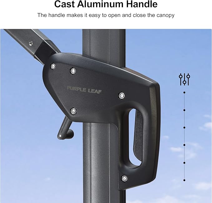 PURPLE LEAF 10 Feet Patio Umbrella Outdoor Cantilever Round Umbrella Aluminum Offset Umbrella with 360-degree Rotation for Garden Deck Pool Patio Light Grey