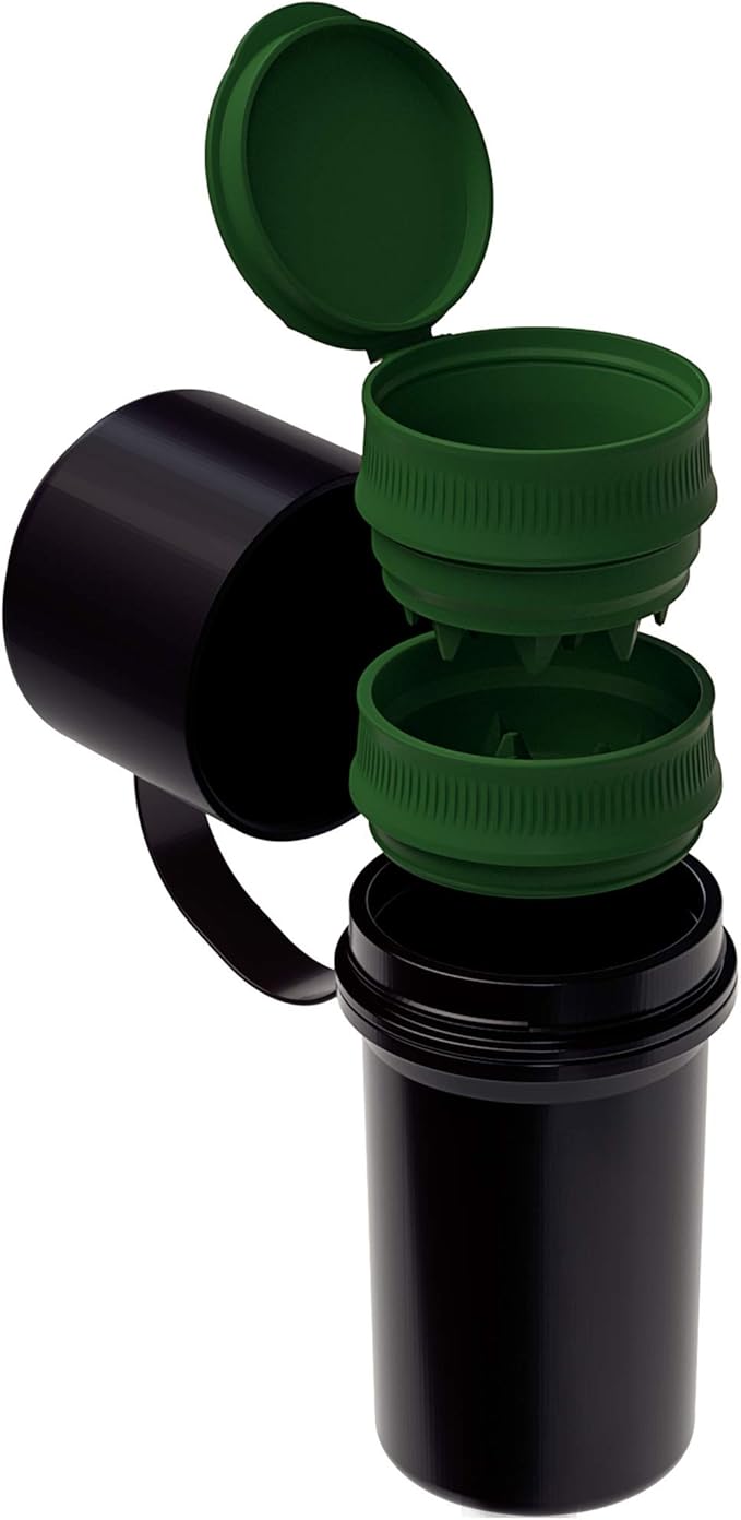 Hemper Keeper 3‑in‑1 Herb Grinder with Dual Storage Container - Smell‑Proof, Airtight & Water‑Resistant - Built‑In Removable Grinder, Dual Compartments for Flower & Ground - (Red)
