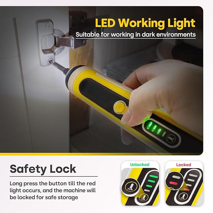Enventor Cordless Screwdriver Set, 4V 6N.m Electric Screwdriver 2000mAh with USB Type-C Rechargeable, 3 Torque Settings, LED Work Light, Magnetic Bits Set, Bit extension Holder, Flexible shaft