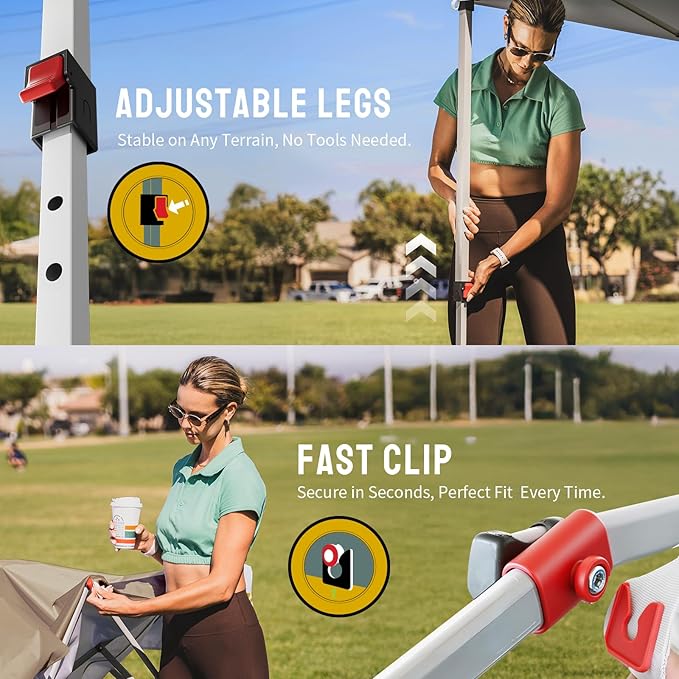 CROWN SHADES 12x12 Pop Up Canopy Outside Canopy, Patented One Push Tent Canopy with Wheeled Carry Bag, Bonus 8 Stakes and 4 Ropes, Beige