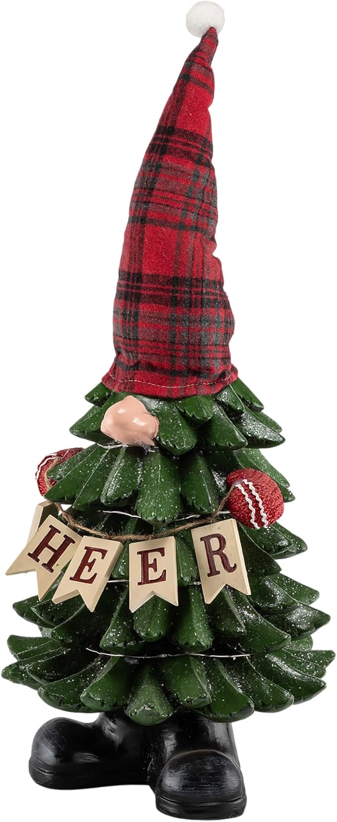 Alpine Corporation 28" Tall Christmas Tree Cheer Gnome Holiday Decoration with 20 Color Changing LED Lights, Multicolor