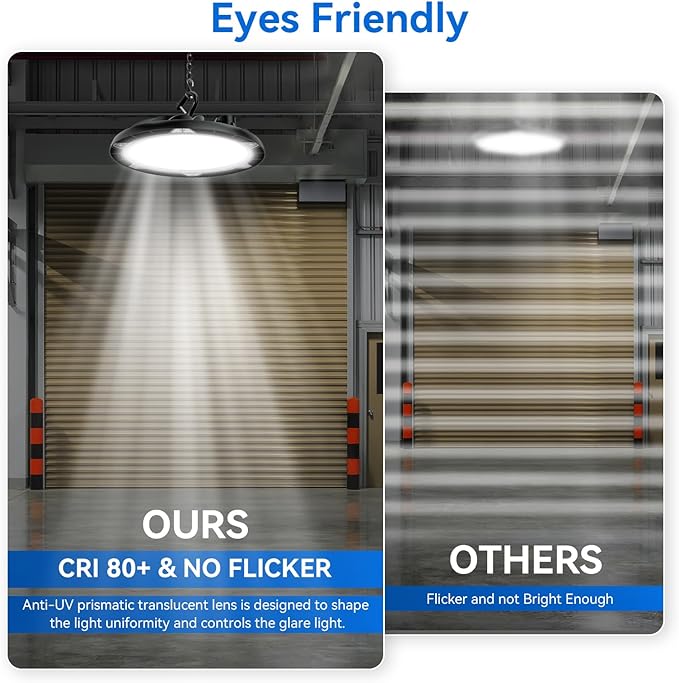 UFO LED High Bay Light 200W, 30000 lumen LED Shop Light, 4000K/5000K 2 CCT Selectable UFO Lights, 5' Cable with US Plug&Safety Rope, IP65 Waterproof Commercial Bay Lighting UL&ETL Listed, 10 Pack