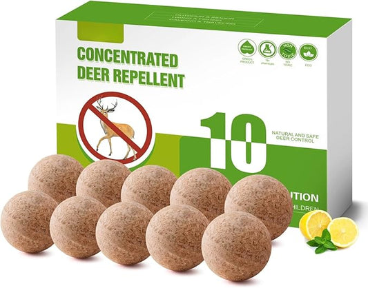 Deer Repellent 10 Pack Peppermint Oil Deer Scram Deer Stopper Balls Natural Deer Off Deer Deterrent for Outdoor Garden Yard Lawn to Keep Rabbit Deer Away from Plants