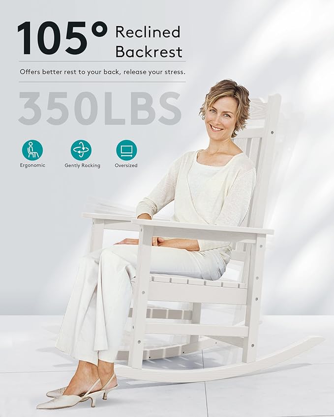 SERWALL Outdoor Rocking Chair White