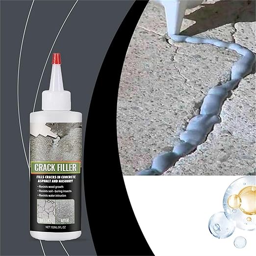 Crack Repair Filler, Easily Fixes Concrete Cracks in Driveways and Patios, Tool-Free Application, Clean & Residue-Free