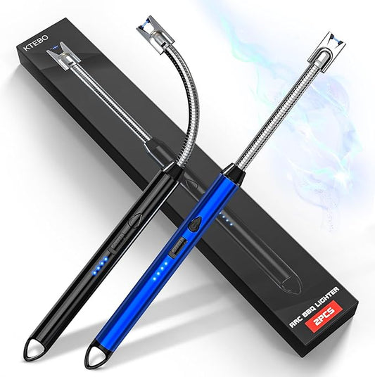 2 Pack Plasma Arc Electric Candle Lighters Rechargeable - USB Long Reach for Scented Candles, BBQ Grill & Camping - Lightweight Portable Windproof Design Lighters, Stocking Stuffers for Him&Her