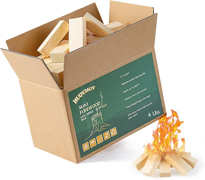 Mini Fire Sticks Wood with 10pcs Fire Color Changing Packets,5" Lengths Kiln Dried Pine Small Firewood&Magic Colorful Flames Pack Great for Tabletop Firepits,Pizza Oven,Camping Essentials