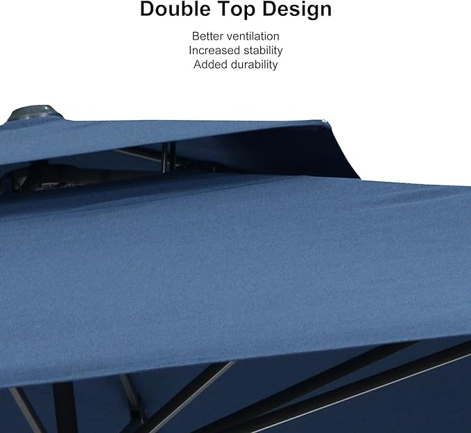 PURPLE LEAF 9' X 12' Double Top Cantilever Patio Umbrella Deluxe Large Outdoor Umbrella Rectangle Offset Umbrella with Fade Resistance for Garden Deck Pool Patio, Ocean Slate