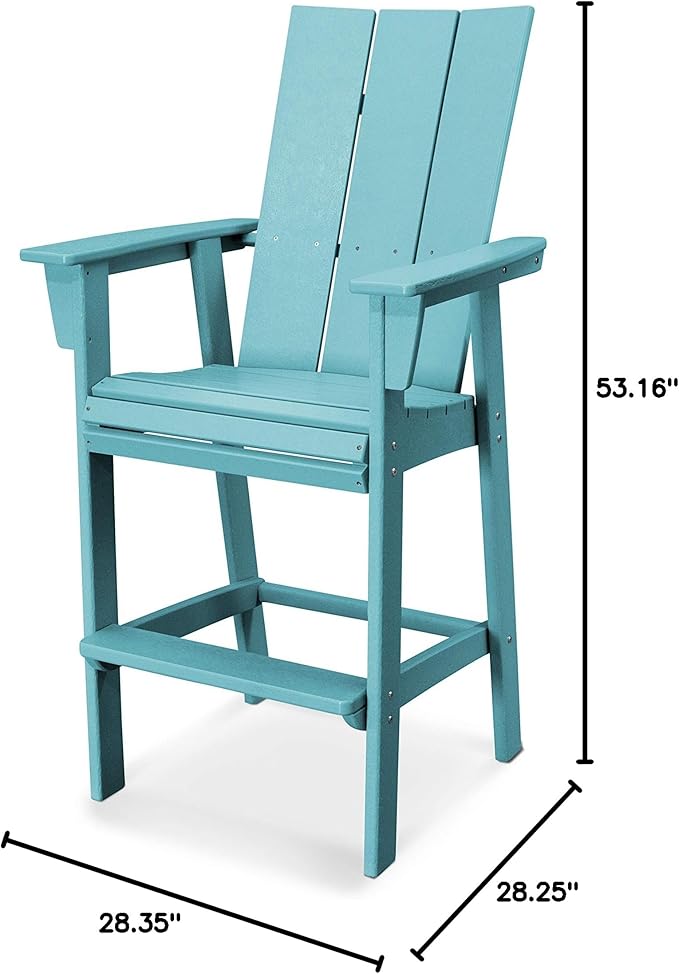 POLYWOOD® Modern Curveback Adirondack Bar Chair in Aruba