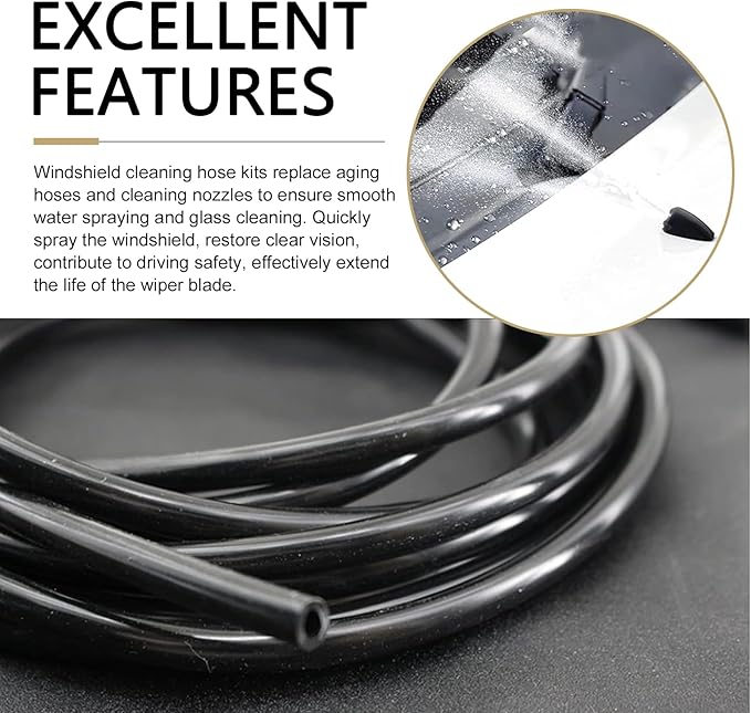 30 PCS Windshield Washer Hose Kit, Washer Fluid Hose with Connectors, 4M/13Ft Windshield Fluid Pipe Replacement, Universal Auto Accessories for Most Cars (Black)