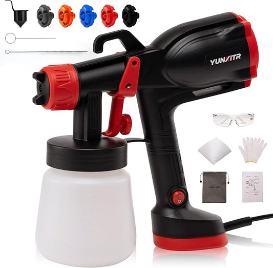 Paint Sprayer - Ultra-Light Electric Spray Gun with 5 Nozzles & 3 Spray Patterns, Perfect for Furniture, Cabinets, Fences, Walls, Doors, Garden Projects & DIY Home Improvement(Black)