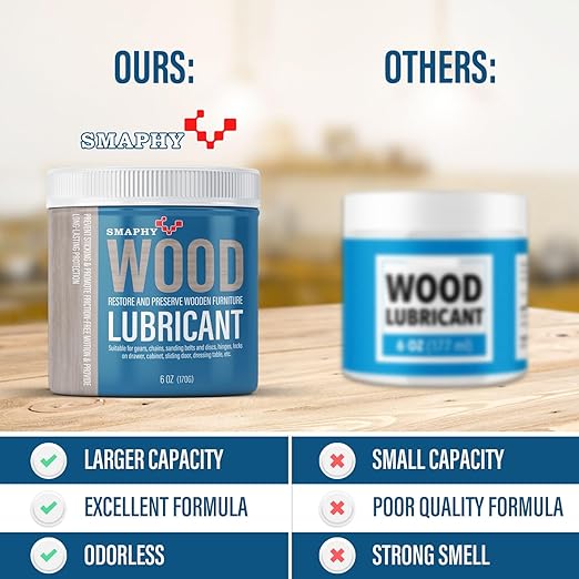SMAPHY Wood Lubricant for Home Projects, Multi-Purpose Semi Paste Wax for Wood to Reduce Frictions of Drawer Slide, Door Hinge Lubricant for Preserving Furniture & Restoring Wooden Slide