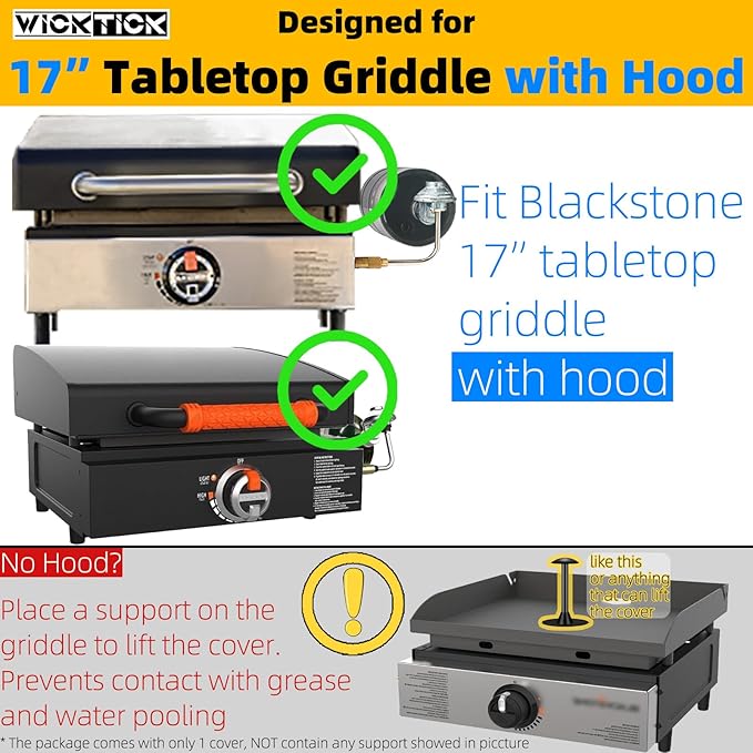 Griddle Cover for Blackstone 17 inch Tabletop Griddle with Hood, Full Coverage Propane Fuel Cylinder, Waterproof 600D Heavy Duty Grill Covers Outdoor BBQ Grilling Accessories