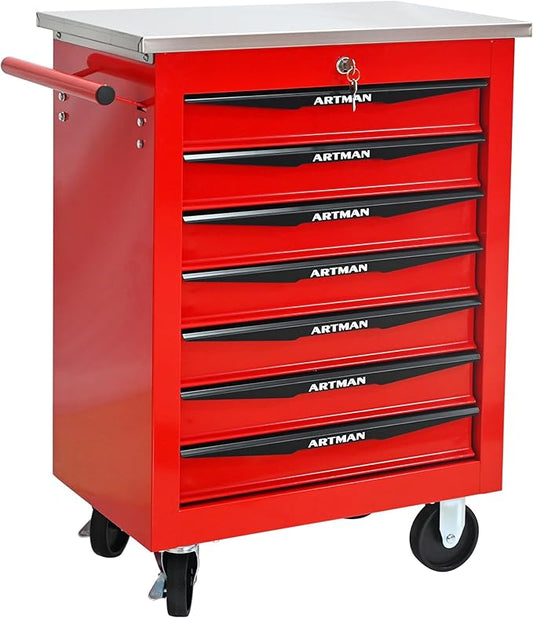 7 Drawers Rolling Tool Box on Wheels, Multifunctional Tool Cart, Drawers Rolling Trolley Organizer Tool Storage Chest for Garage,Workshop,DIY Multiple Interconnectable(4 Drawers-30.5" H)