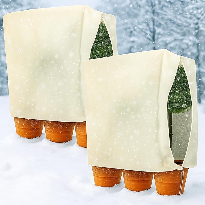 2 Pcs 47" x 70.8" Raised Garden Bed Cover for Winter Large Plant Covers Freeze Protection with Zipper Drawstring Frost Cloth Blanket Protection Box Bags for Garden Outdoor Plants Bush
