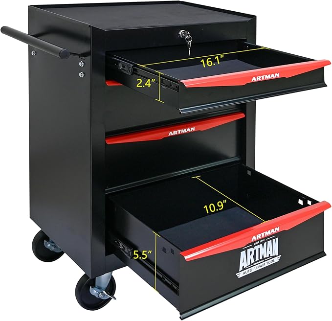 4 Drawers Tool Cart on Wheels, Multifunctional Rolling Tool Storage Chest, Drawers Rolling Trolley Organizer Tool Box for Warehouse, Garage, Workshop, Repair Shop (4 Drawers-30.5" H)