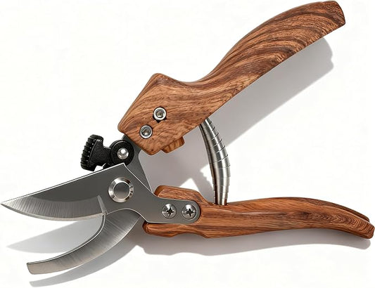 Pruning Shears -5/8-Inch Cut Capacity Garden Shears,8.5‘’ Handheld Gardening Scissors,Gardening Tools with Sharp Steel Blade &Non-Slip&Wood-Grain Grip,for Indoor Plant, Bonsai, Shrub, Branch Trimming