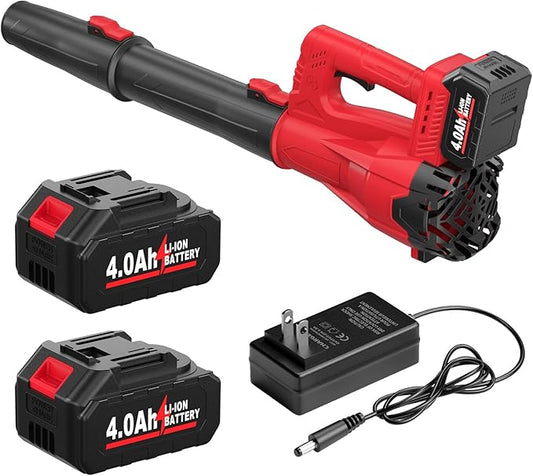 Electric Leaf Blower Cordless, 21V Battery Powered leaf blower with 2*2.0Ah Batteries and Fast Charger, 280 MPH Small Leaf Blower, Handheld Blowers for Lawn Care, Patio, Dust, Blowing Leaves
