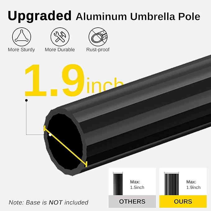 EAST OAK Patio Umbrella, 9 ft Outdoor Table Umbrella with 40 LED Solar Lights and 8 Ribs, 1.9inch Aluminum Pole, UPF 50+ Fade Resistant and Push Button Tilt for Deck and Poolside, Mountain Gray