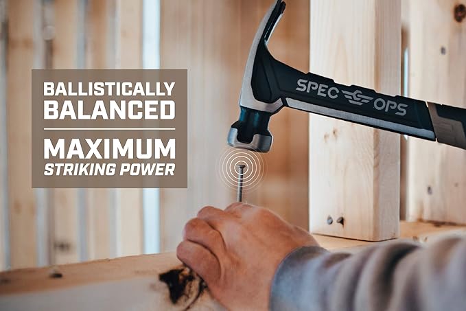 Spec Ops Tools 20 oz Rip Claw Nailing Hammer with Smooth Face, Shock-Absorbing Grip, 3% Donated to Veterans