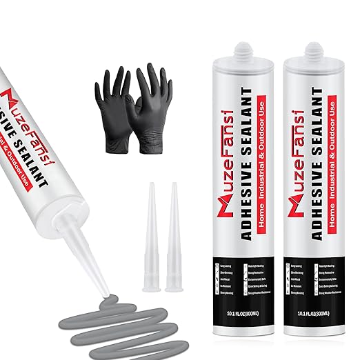 Concrete Crack Filler, Gray Self-Leveling Sealant, Waterproof Cement Crack Filler with an Accelerated Curing Capacity, Flexible Concrete Patch Gray (10.1 fl. oz,2 Pack)