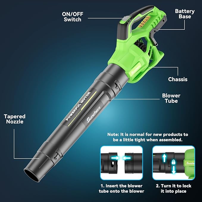Leaf Blower Cordless with 2 x 4.0Ah Battery and Charger, 780CFM 260MPH Electric Blower with 2 Speeds, 20V Handheld Leaf Cleaner for Lawn Care, Blowing Leaves, Dust, Snow, Gravel for Patio, Yard, Green