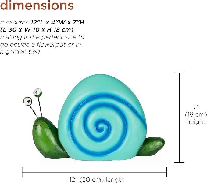 Alpine Corporation WQA1648HH-BL Polyresin Swirl Snail Statuary, Stylish Statuary Decor for Garden, Patio, and Lawn, 7" H, Blue