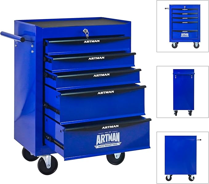 5 Drawers Tool Cart on Wheels, Multifunctional Rolling Tool Box, Drawers Rolling Trolley Organizer Tools Storage Chest for Warehouse,Garage,Workshop,Repair Shop (5 Drawers-30.5" H)