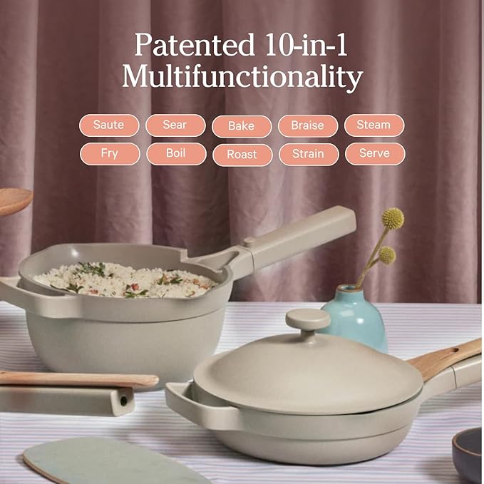 Our Place Mini Always Pan 2.0-8.5” (1.2 Qt) Nonstick, Toxin-Free Ceramic Cookware | Patented 10-in-1 Aluminum Frying & Sauté Pan | Safe for Oven, Induction & All Cooktops up to 450°F | Steam